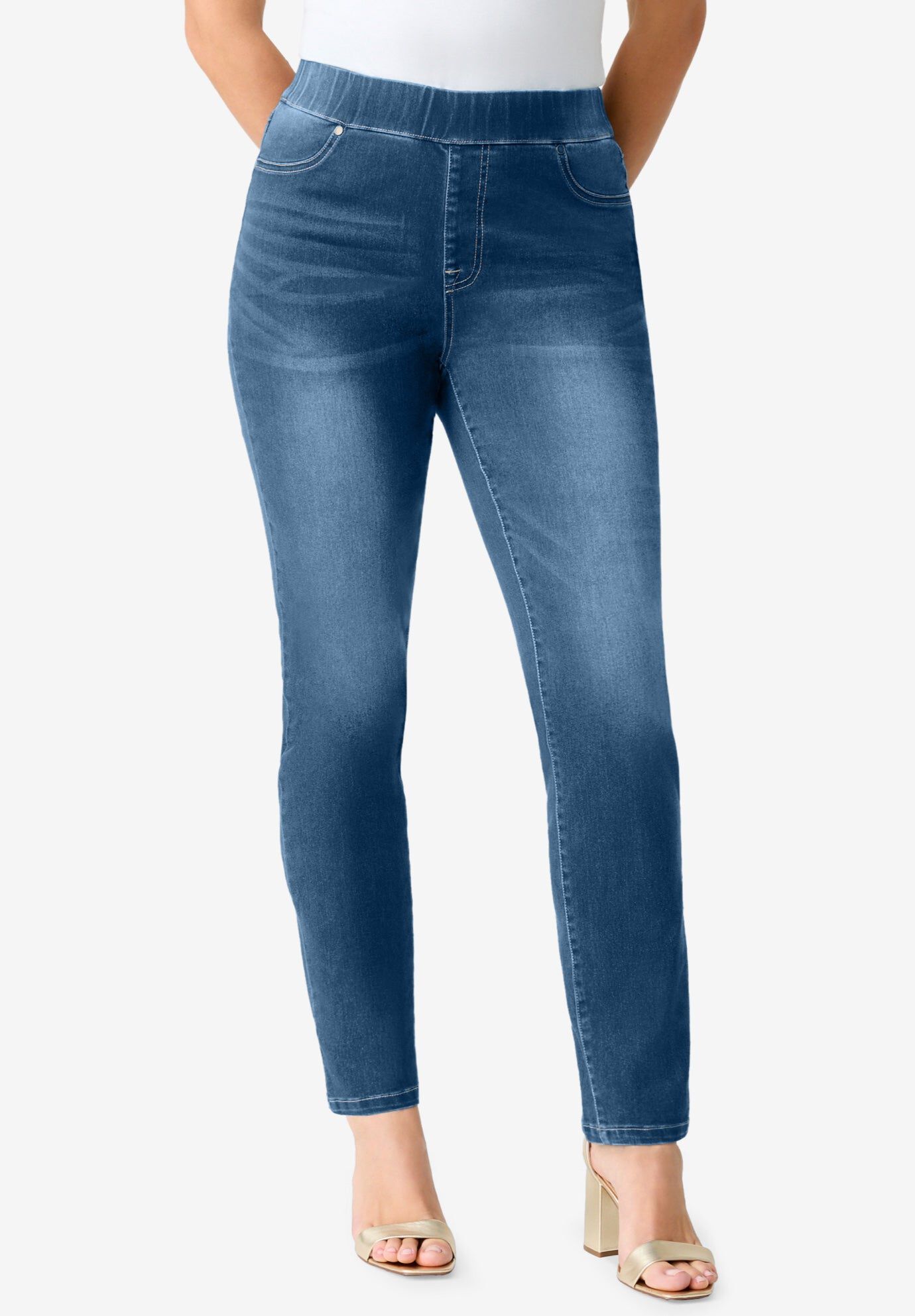 Plus Size 360&deg; Stretch Straight Leg Jean, MEDIUM STONEWASH, hi-res image number 0