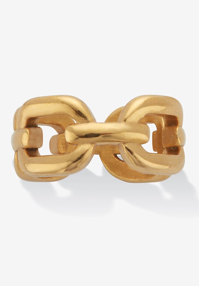Gold Ion-Plated Stainless Steel Chain Link Style Ring, GOLD, hi-res image number null