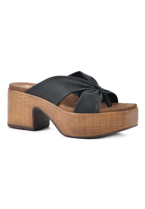 White Mountain Glamming Platform Sandal, BLACK SMOOTH, hi-res image number null