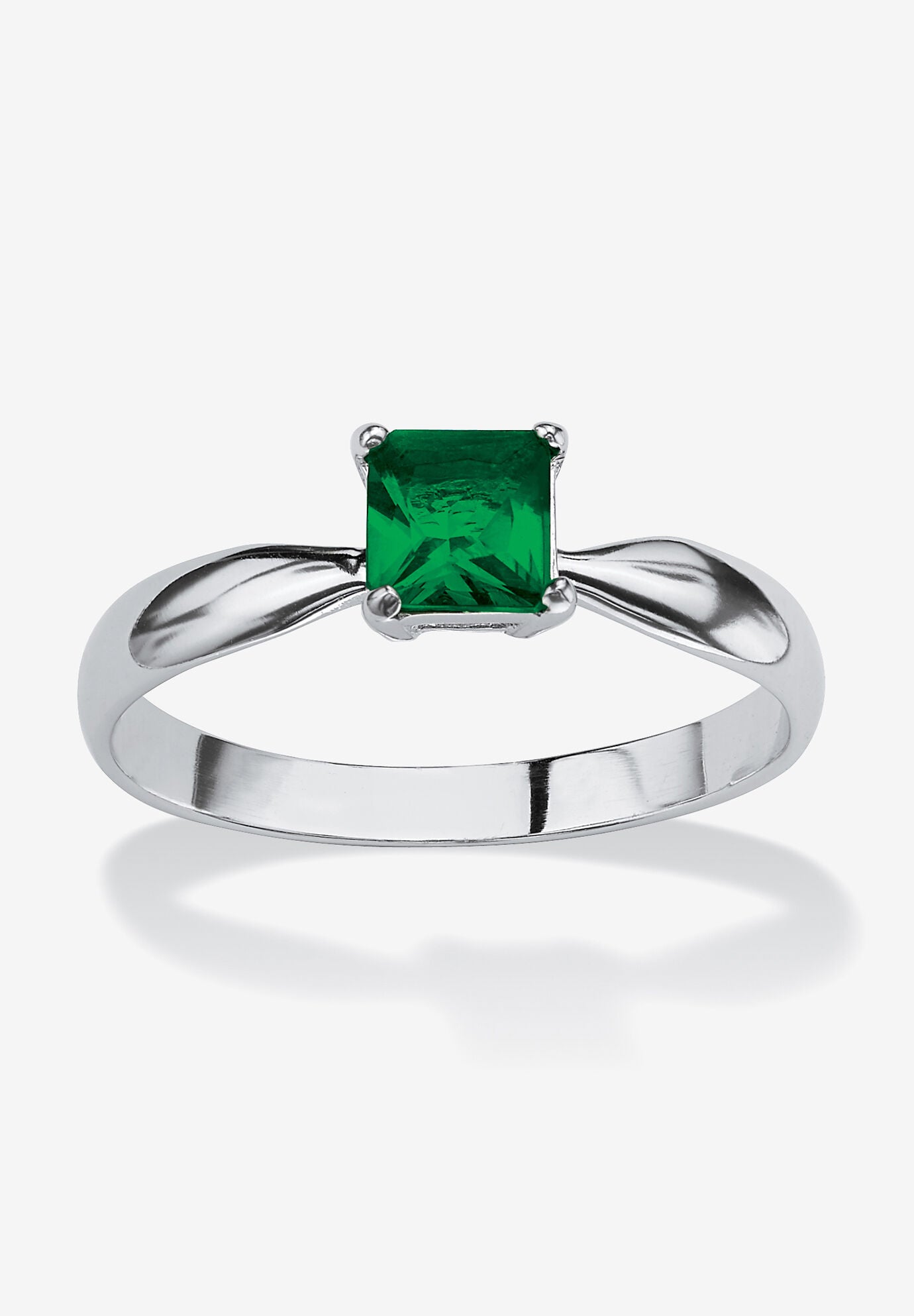 Birthstone .925 Silver Solitaire Ring, MAY, hi-res image number 0