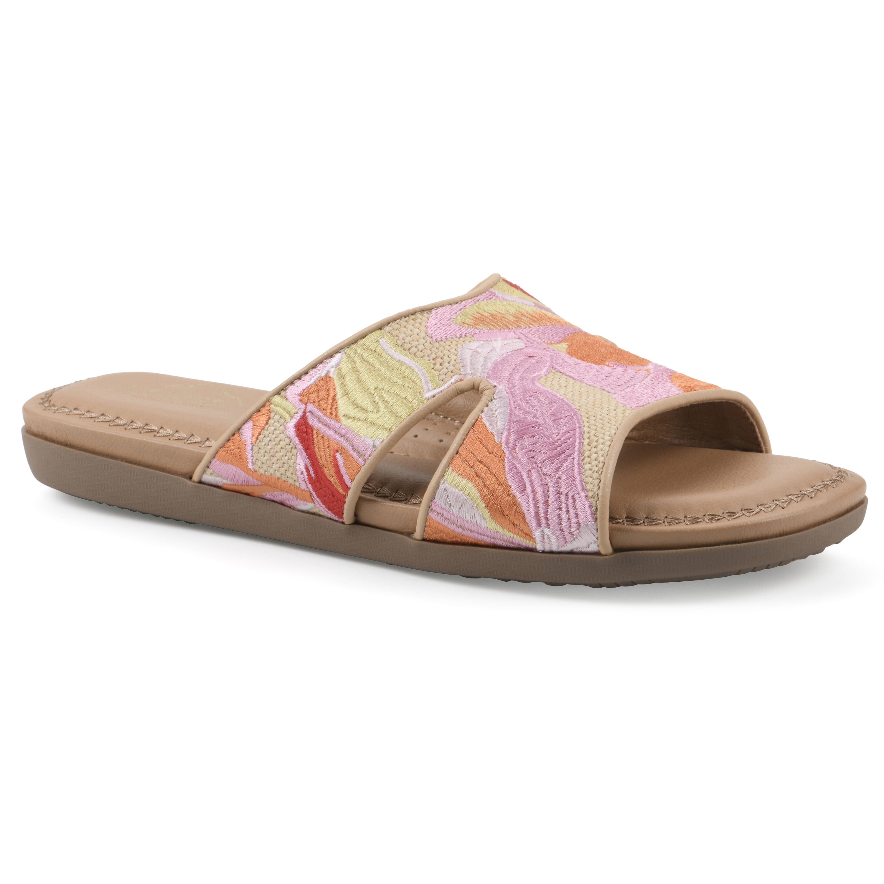 Frankly Slide Sandal, PINK MULTI RAFFIA, hi-res image number 0