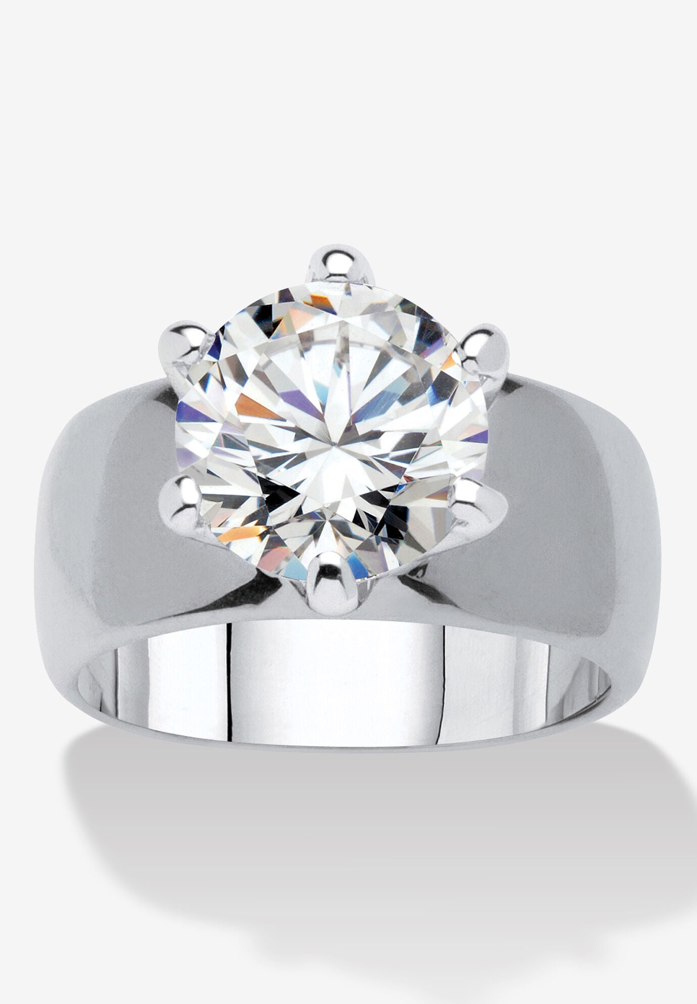 4 Cttw. Silvertone Round Cubic Zirconia Solitaire Engagement Ring, SILVER, hi-res image number 0