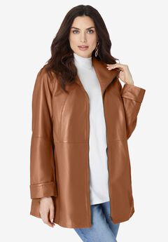 Plus Size A-Line Leather Jacket