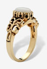 Oval-Cut Opal Scroll Ring In Antiqued Gold-Plated, , on-hover image number null
