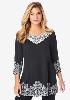 Printed Lace Scoopneck Tunic