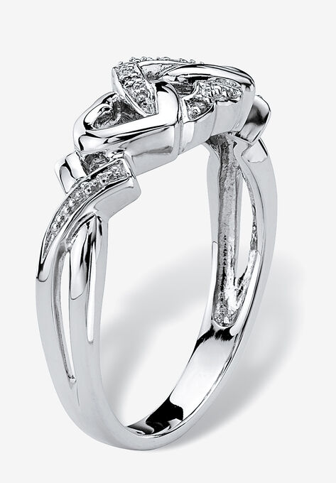 Platinum & Silver Promise Ring with Diamond-Accent, , on-hover image number null