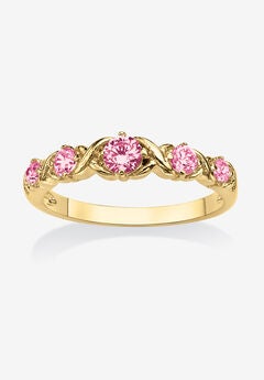 Yellow Gold-Plated Simulated Birthstone Ring