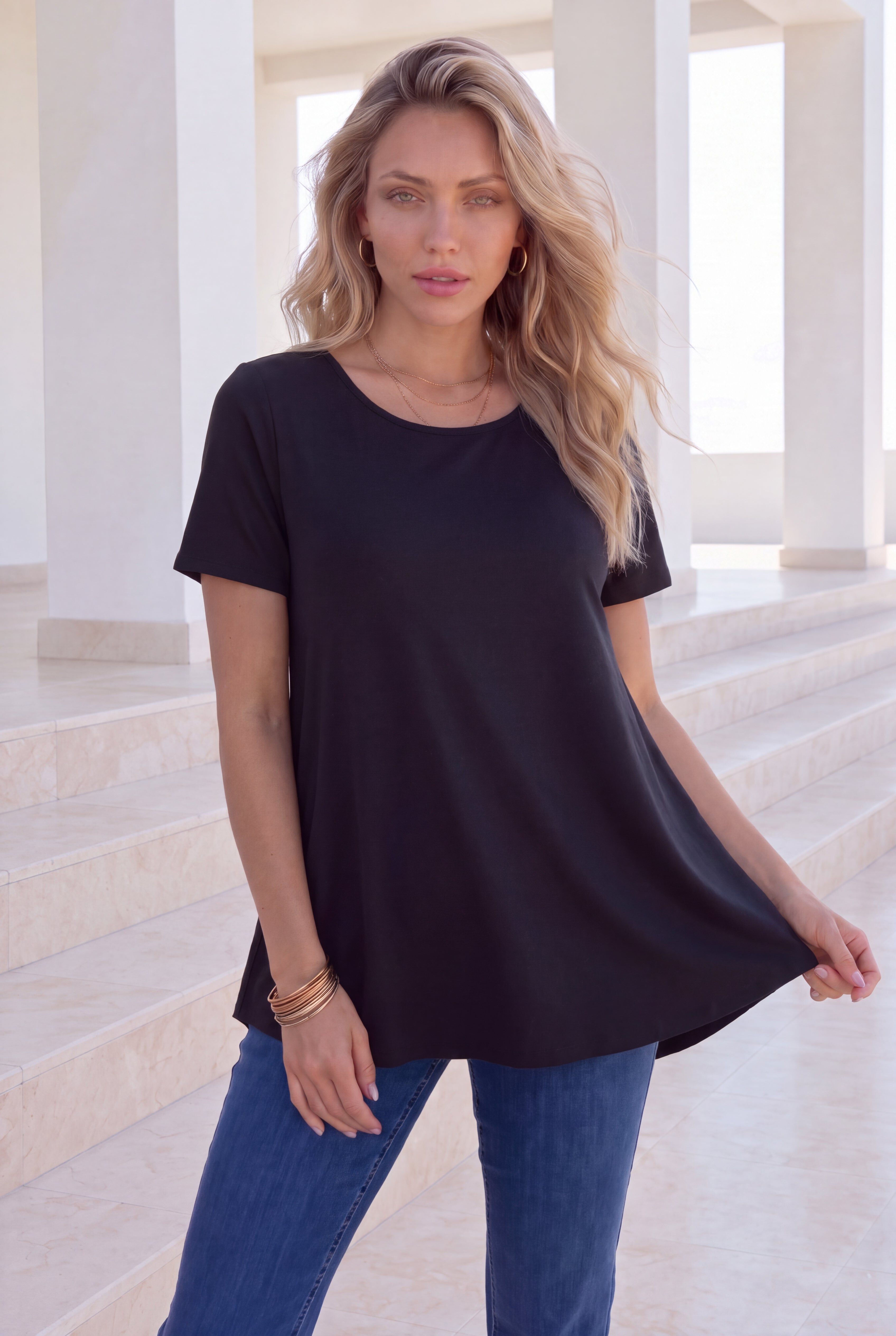 Plus Size Ultimate Cotton Crewneck Short Sleeve Swing Tee