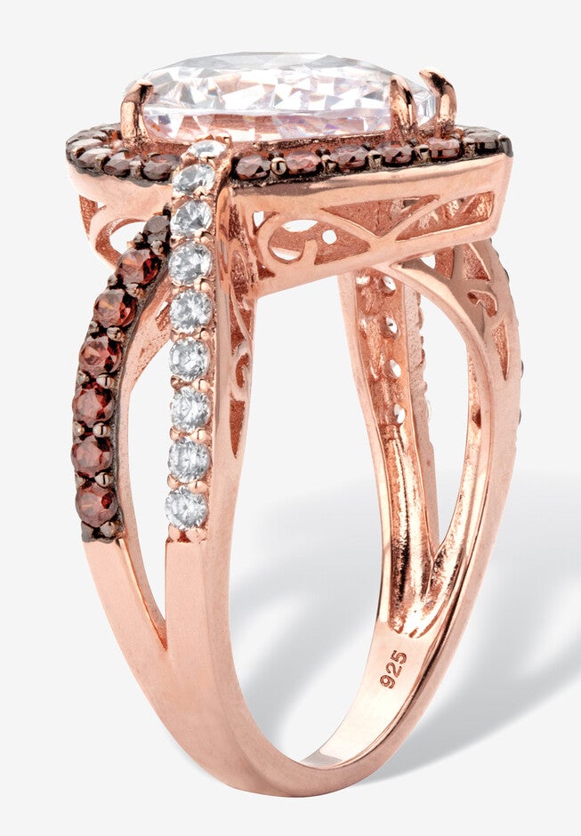 Gold over Silver Pear Cut Chcolate Cubic Zirconia Engagement Ring, , on-hover image number 1