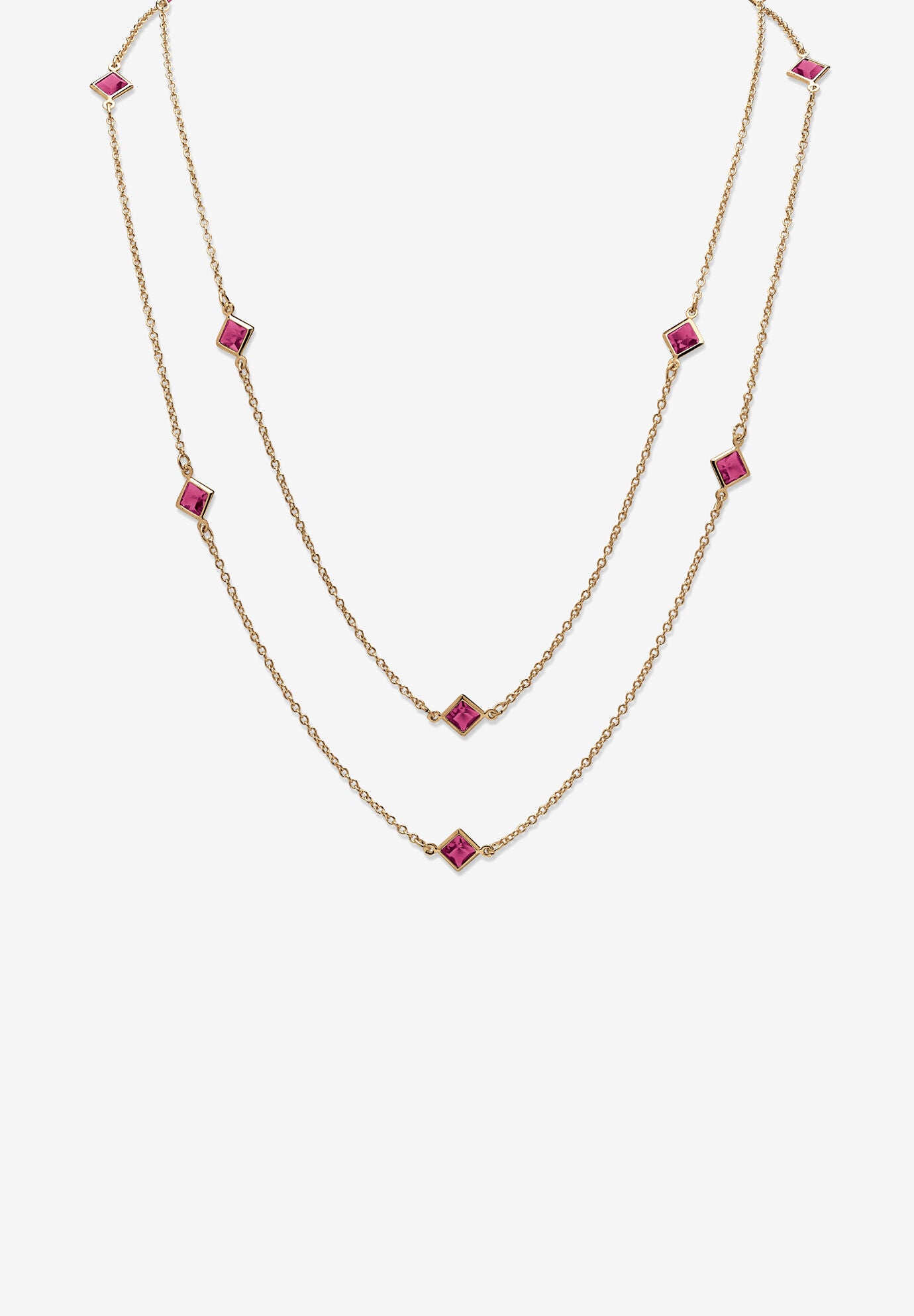 Gold Tone Endless 48 inches Necklace with Princess Cut Birthstone, OCTOBER, hi-res image number 0