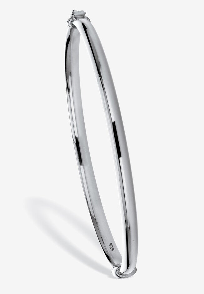 Sterling Silver Polished Bangle Bracelet With Hinge (4Mm), 7.75 Inches Jewelry, WHITE, hi-res image number null