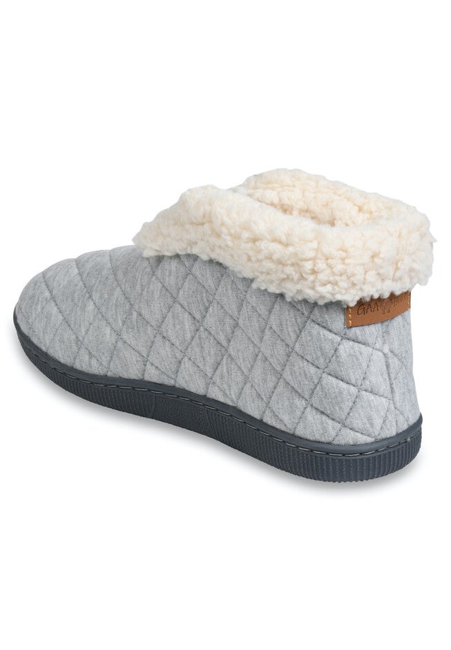 Quilted Jersey Elastic Front Slipper Boot Slippers, , on-hover image number null