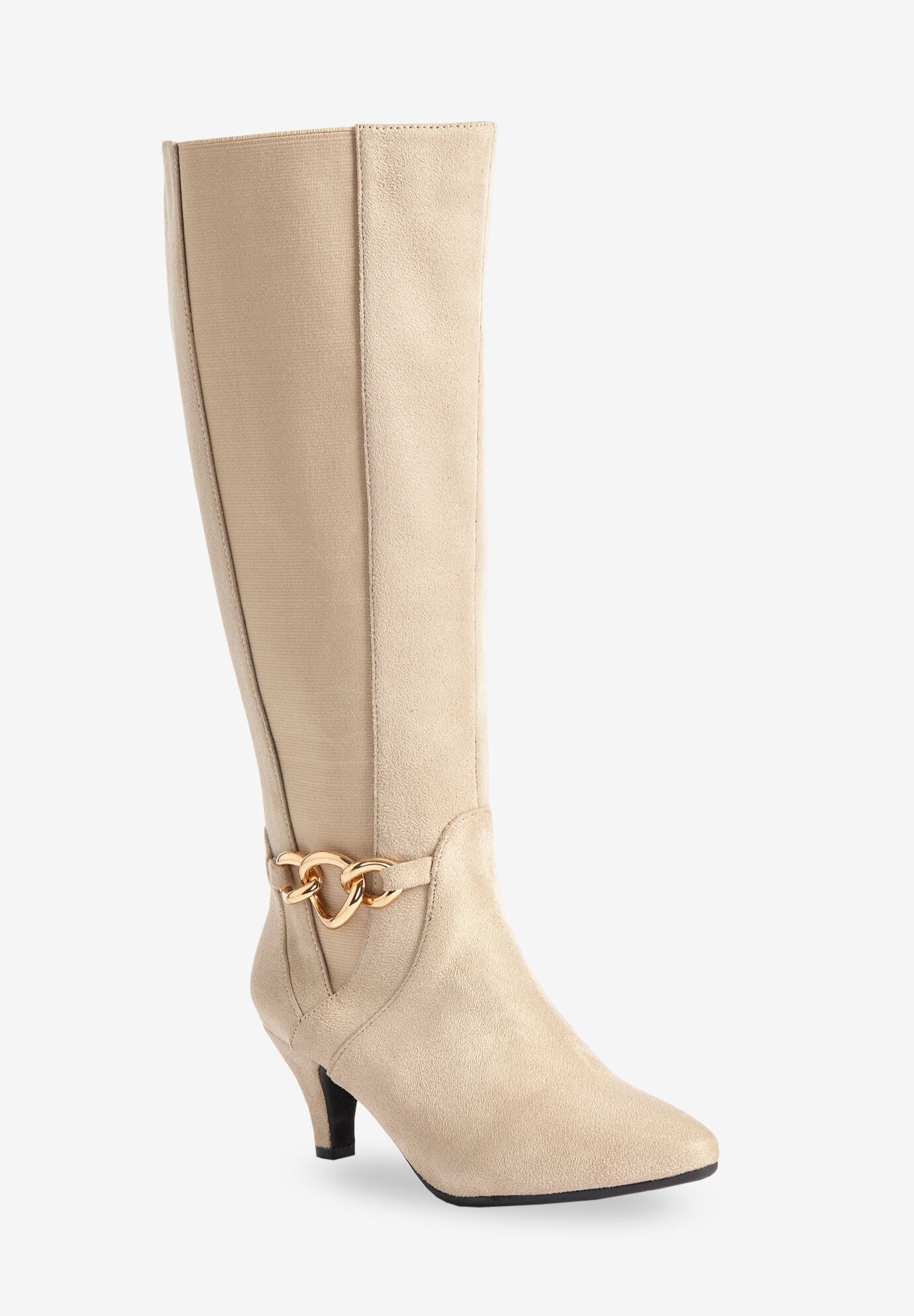 Wide Calf Boots Rosey Suede like Design Winter White