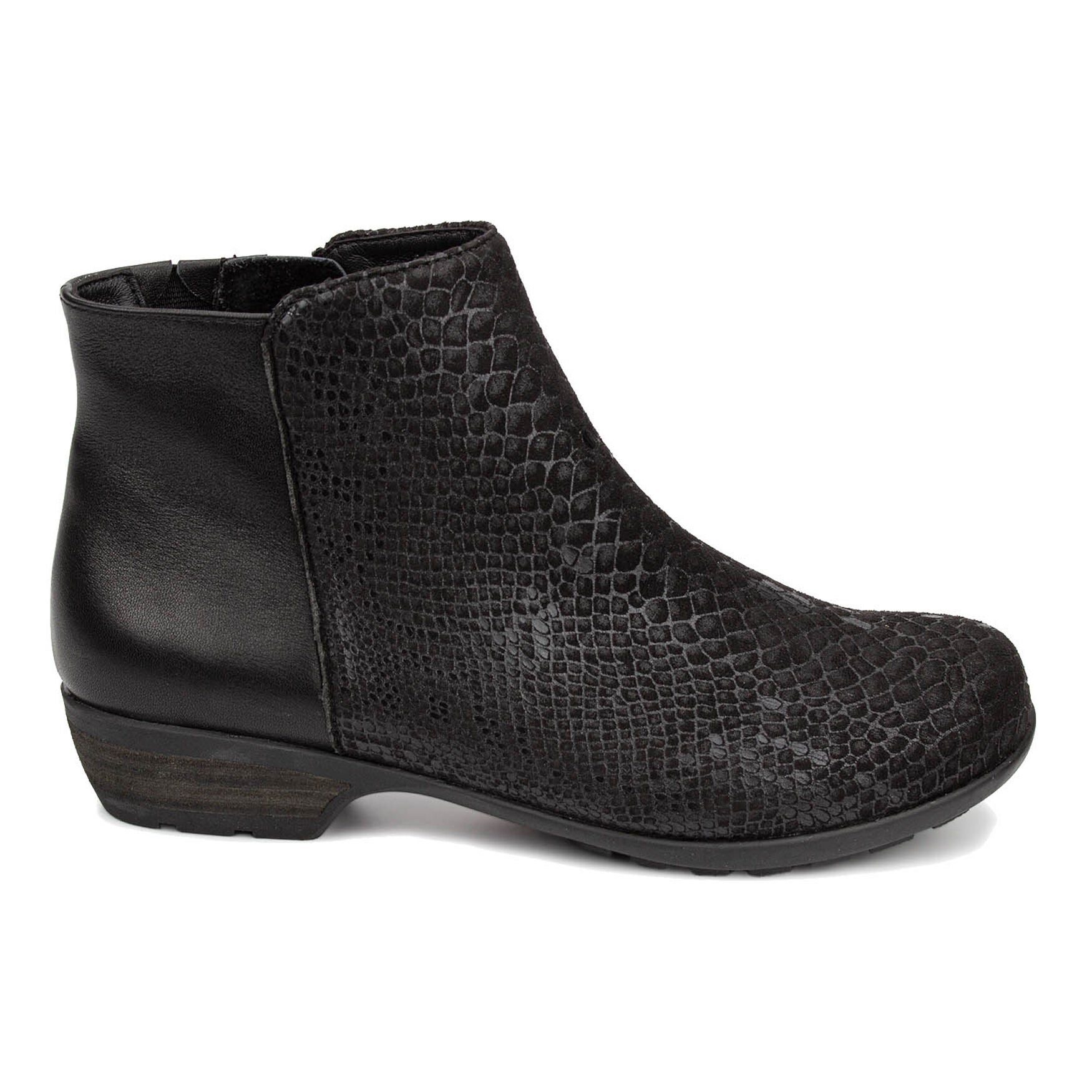 Ezra Zipper Bootie, BLACK SNAKE COMBO, alternate image number 2