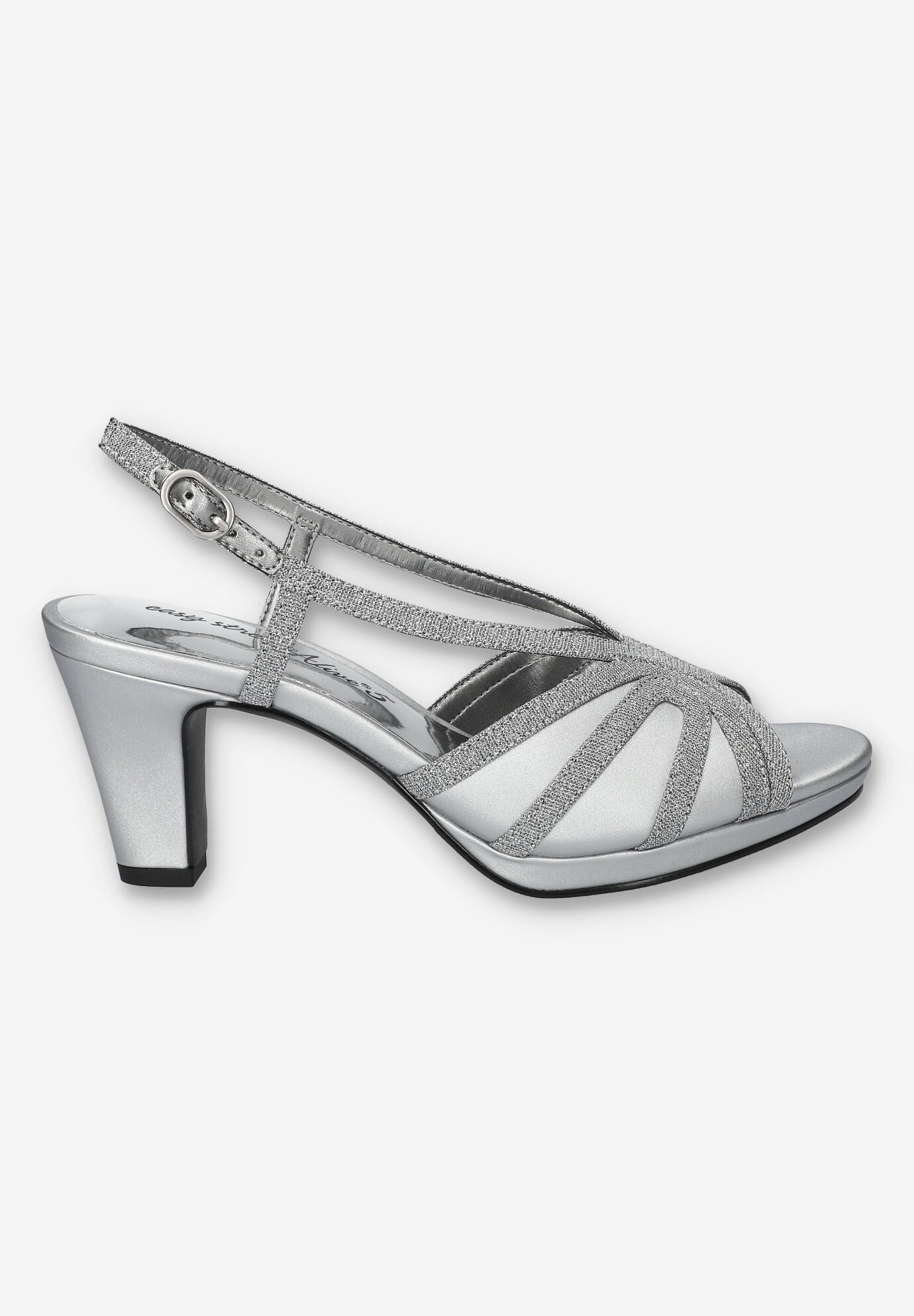 Starlight Heeled Sandals, SILVER SATIN, alternate image number 2