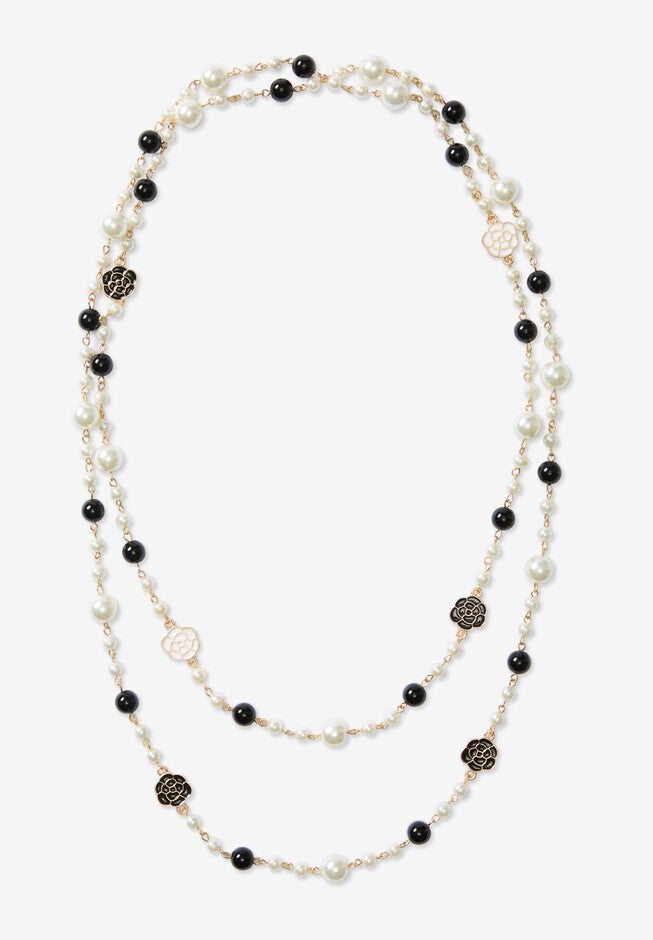 Faux Pearl and Gold Necklace, , alternate image number null