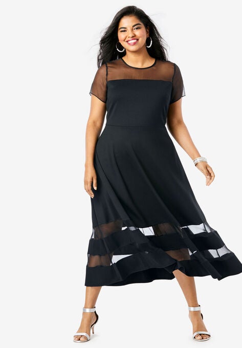 Organza Trim Dress, BLACK, hi-res image number null