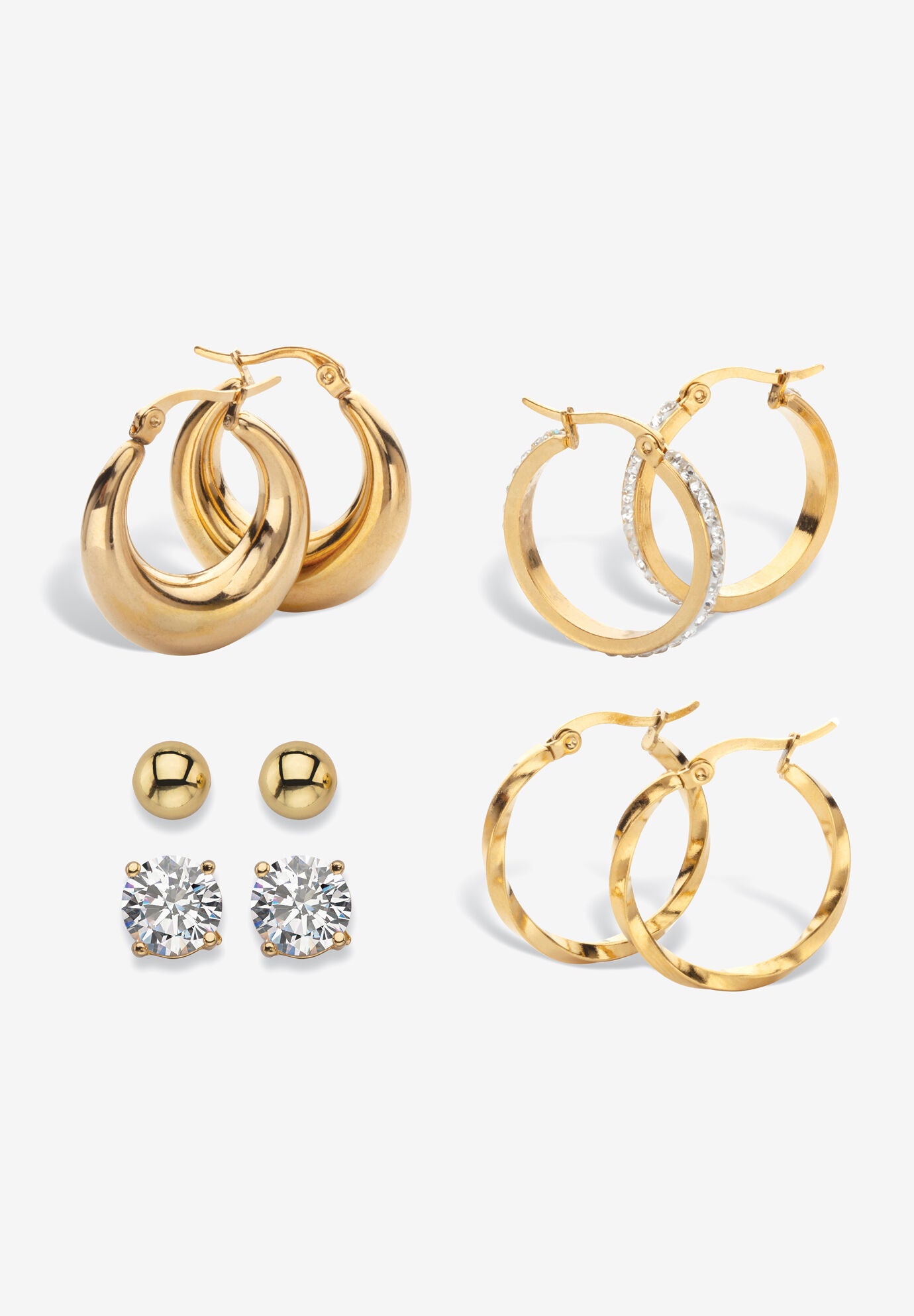 Gold IonPlated & Goldtone Earring Set, Gold Catherines
