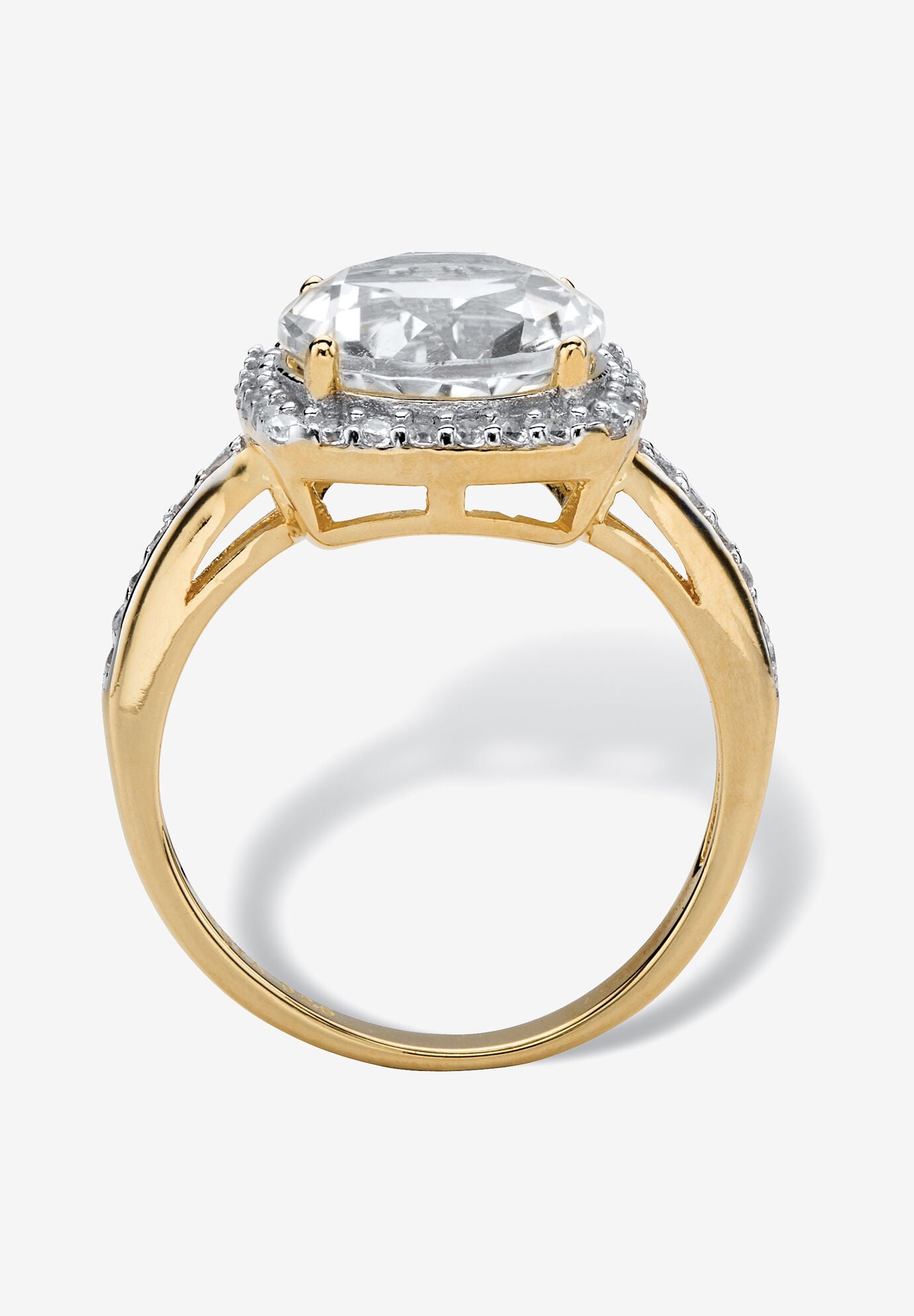 4.36 Tcw Cubic Zirconia 14K Gold-Plated Sterling Silver Halo Cocktail Ring, , on-hover image number 1