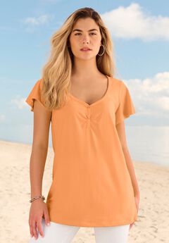 Plus Size Cotton Ultimate Flutter Sleeve Sweetheart Tee
