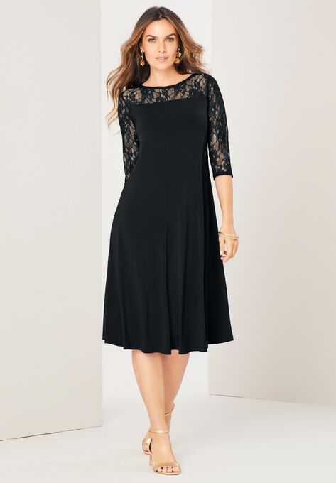 Ultrasmooth® Fabric Illusion Lace Swing Dress, , alternate image number null