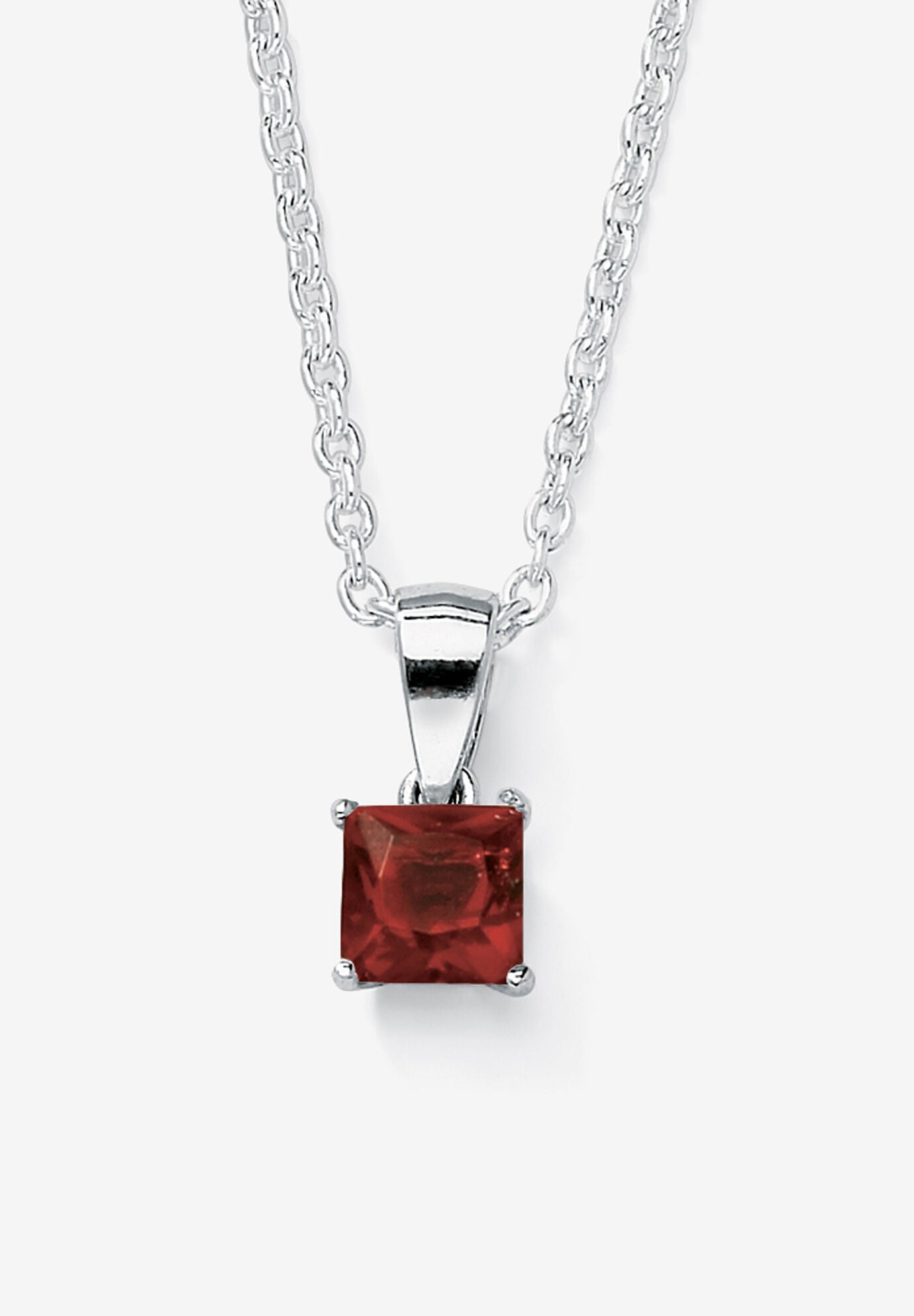 Simulated Birthstone .925 Silver Necklace 18 inches, JANUARY, hi-res image number 0