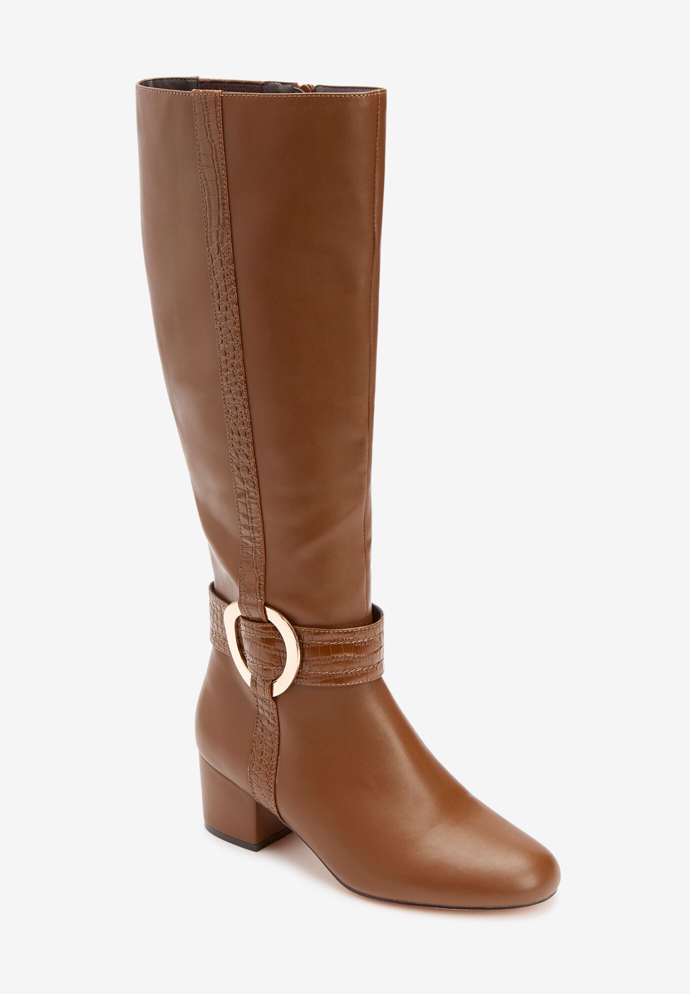 Wide Calf Boot The Vale with Snake Trim Mocha