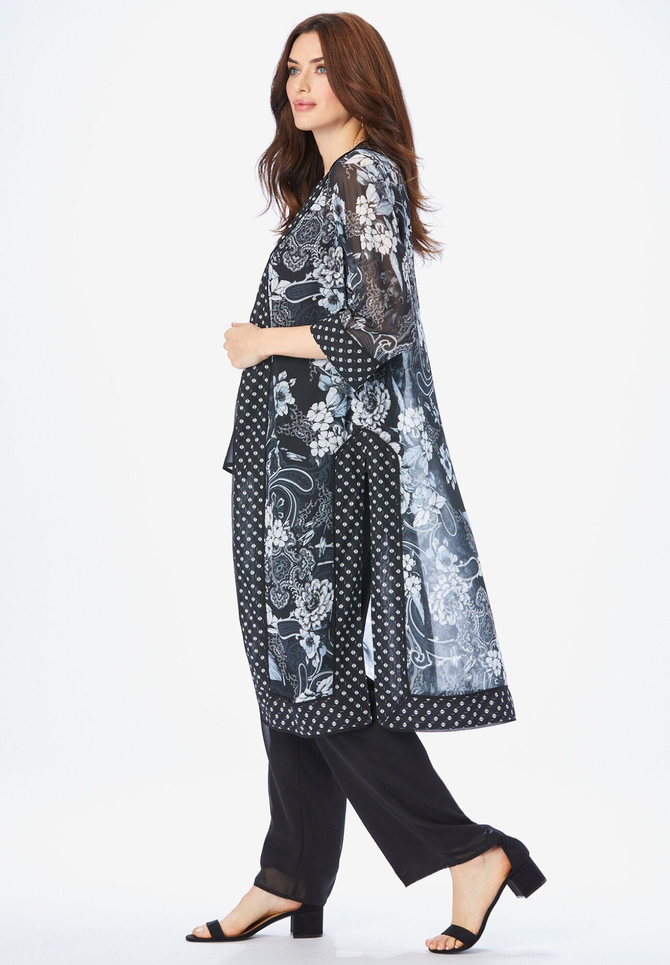 Plus size 3 piece duster pant suit online