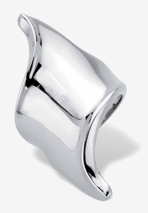 Platinum-Plated Free Form Diagonal Ring, WHITE, hi-res image number null