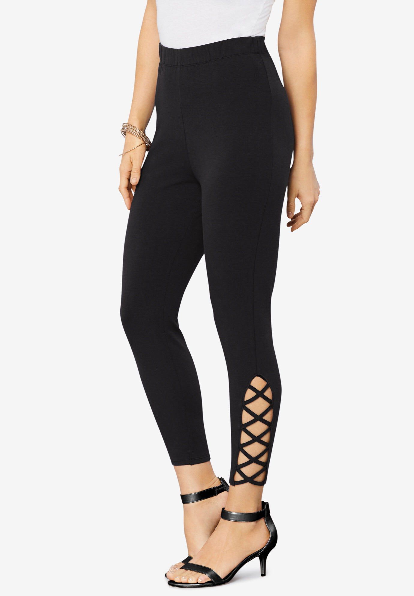 Lattice Essential Stretch Capri Legging, BLACK, hi-res image number 0