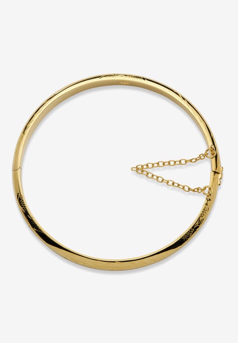 Etched Bangle Bracelet In 18K Yellow Gold Over .925 Sterling Silver 7", , on-hover image number null