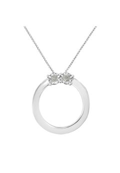 Silver 1/10 Cttw Diamond Open Circle Pendant Necklace