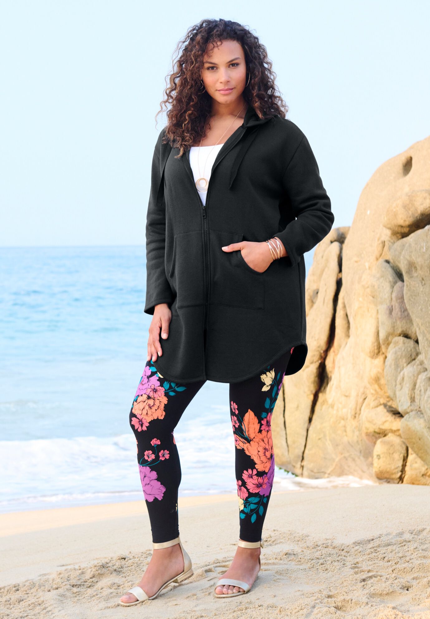 Fleece Zip Hoodie Sweatshirt, , alternate image number 5