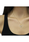Yellow And White Gold Diamond Accent Open Double Heart Spiral Curl Pendant Necklace, , alternate image number null