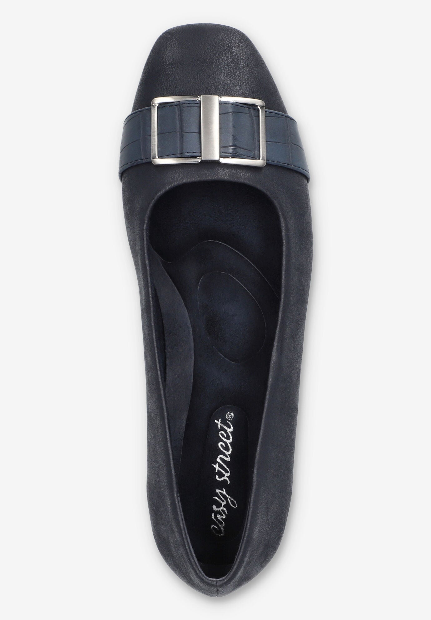 Keely Square Toe Flat, NAVY MATTE CROCO, alternate image number 6