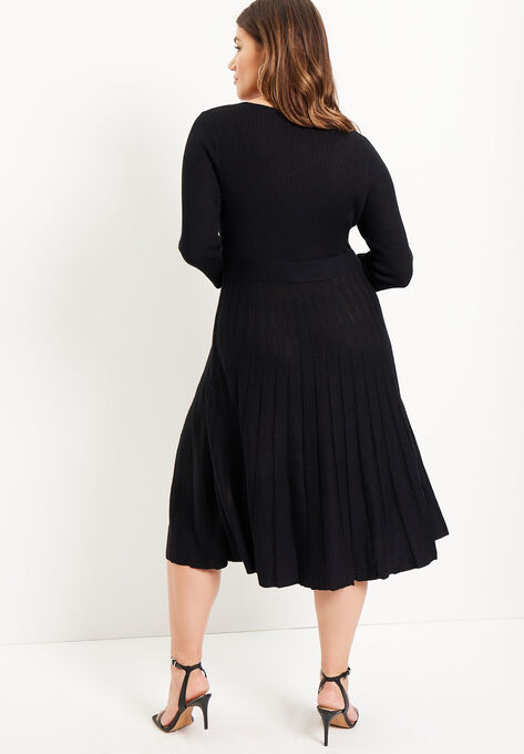 Pleated Sweater Dress, , on-hover image number null