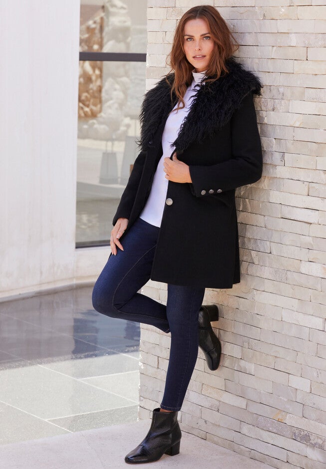 Short Wool Blend Coat, , alternate image number null