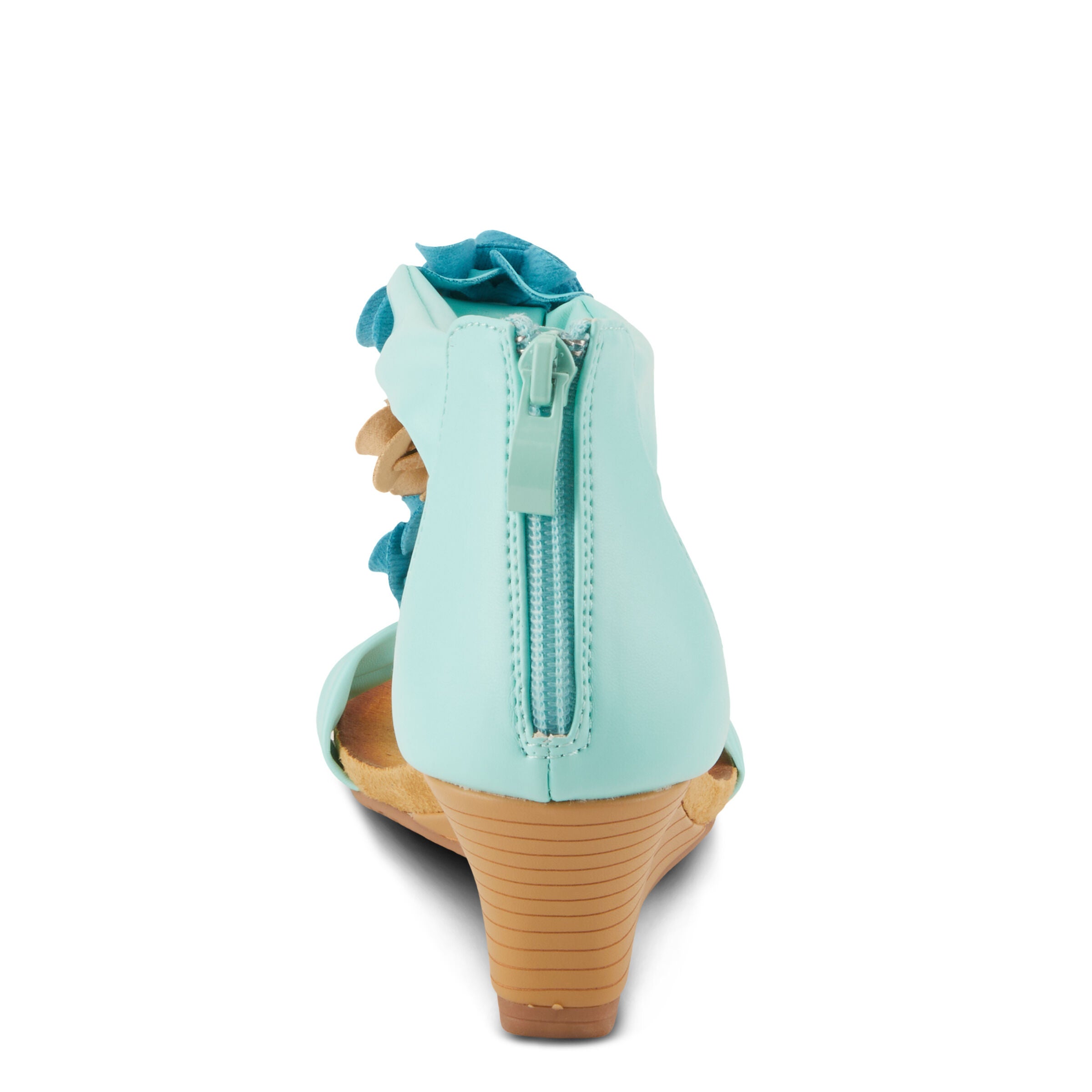 Harlequin Closed Back T-Strap Wedge Sandal, AQUA, on-hover image number 1