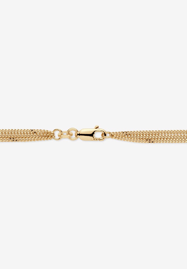 Yellow Gold-Plated Sterling Silver Ankle Bracelet (7.5Mm), 10 Inches, , on-hover image number null