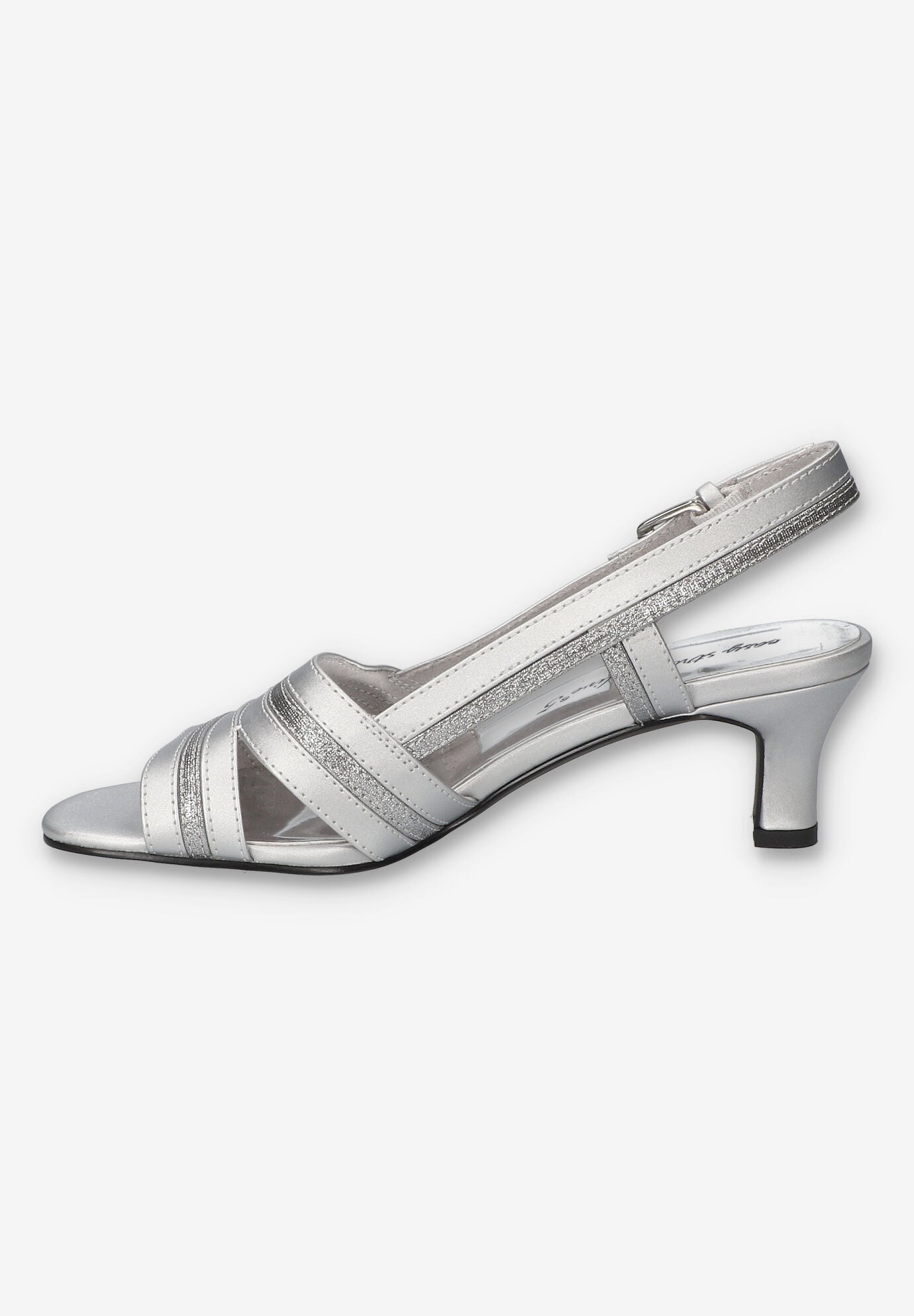 Meghan Slingback Heeled Sandal, SILVER SATIN, alternate image number 4