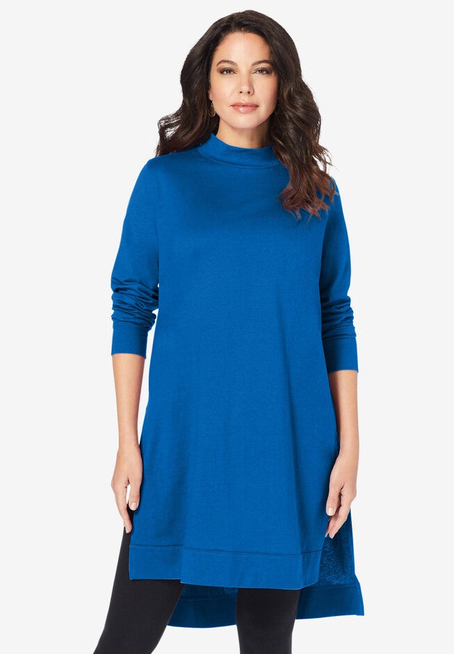 High Low Mockneck Ultimate Tunic, VIVID BLUE, hi-res image number null