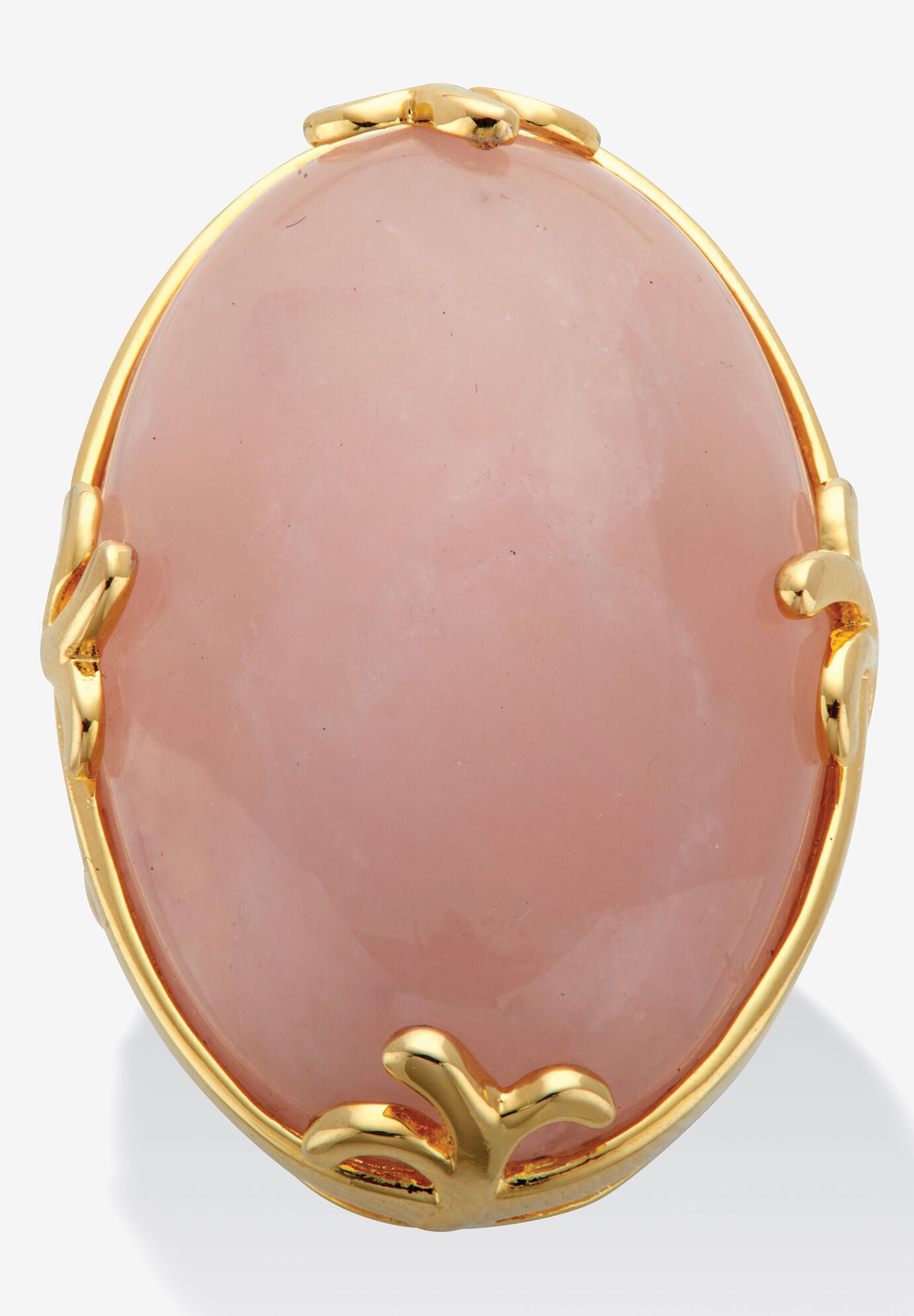 Cabochon Cut Rose Quartz 18K Gold-Plated Cocktail Ring, PINK, hi-res image number 0