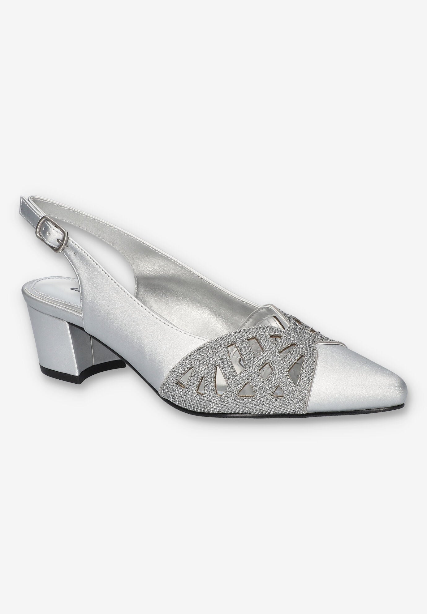 Bizzy Slingback, SILVER SATIN, hi-res image number 0