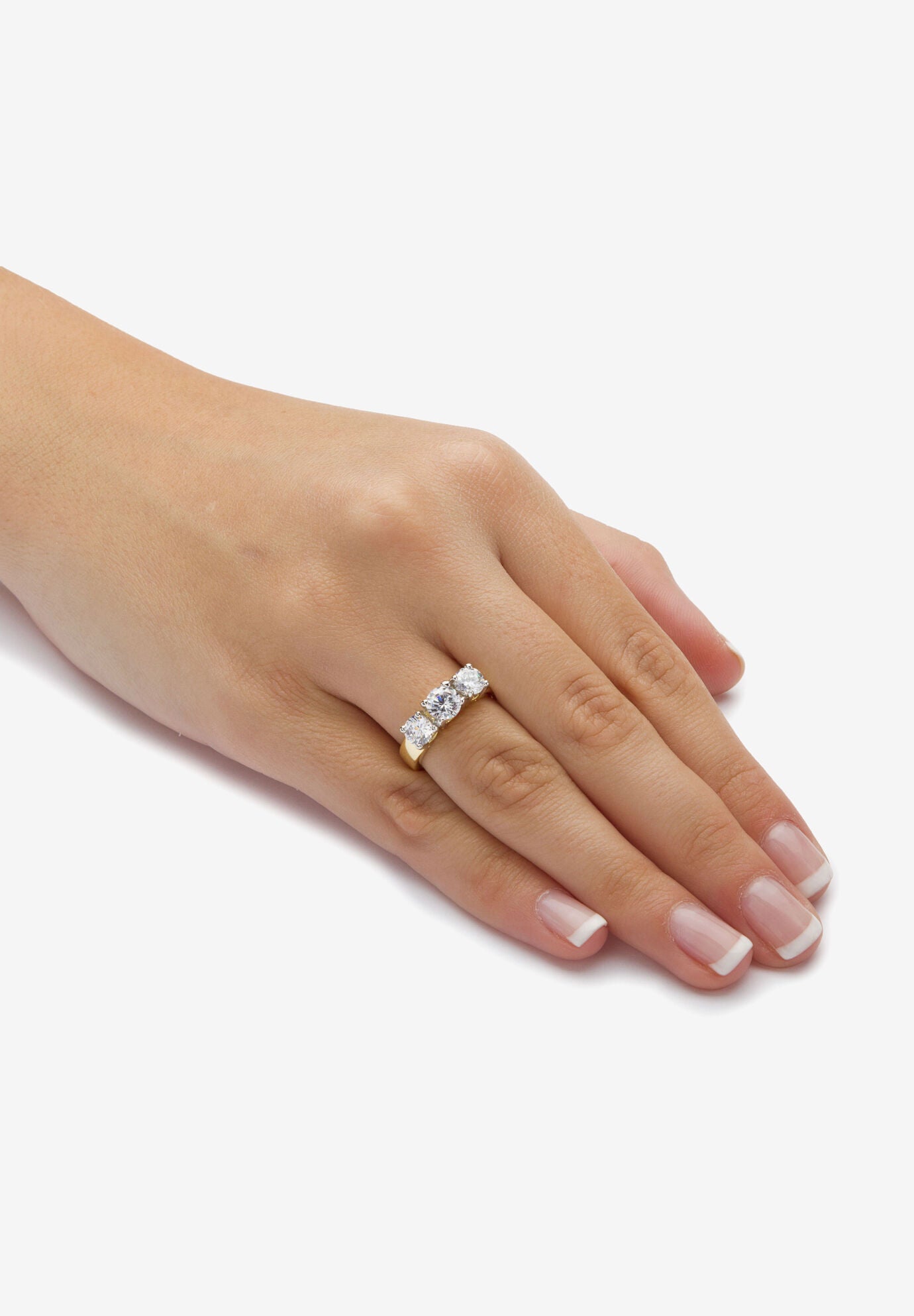 2.28 Tcw Round Cubic Zirconia Three-Stone Anniversary Ring Gold-Plated, , alternate image number 2