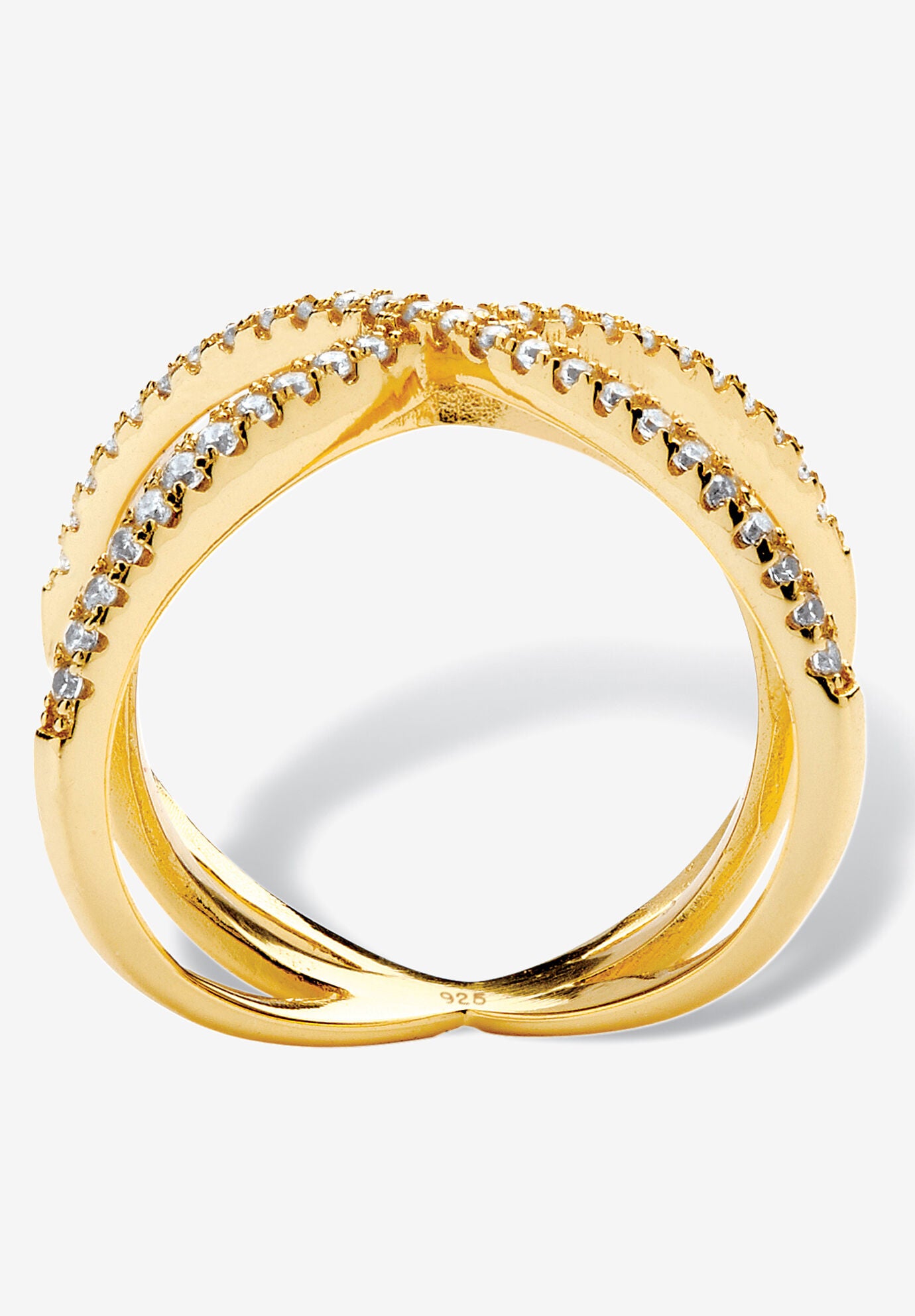.57 Tcw Cubic Zirconia 14K Yellow Gold-Plated Sterling Silver Crossover Ring, , on-hover image number 1