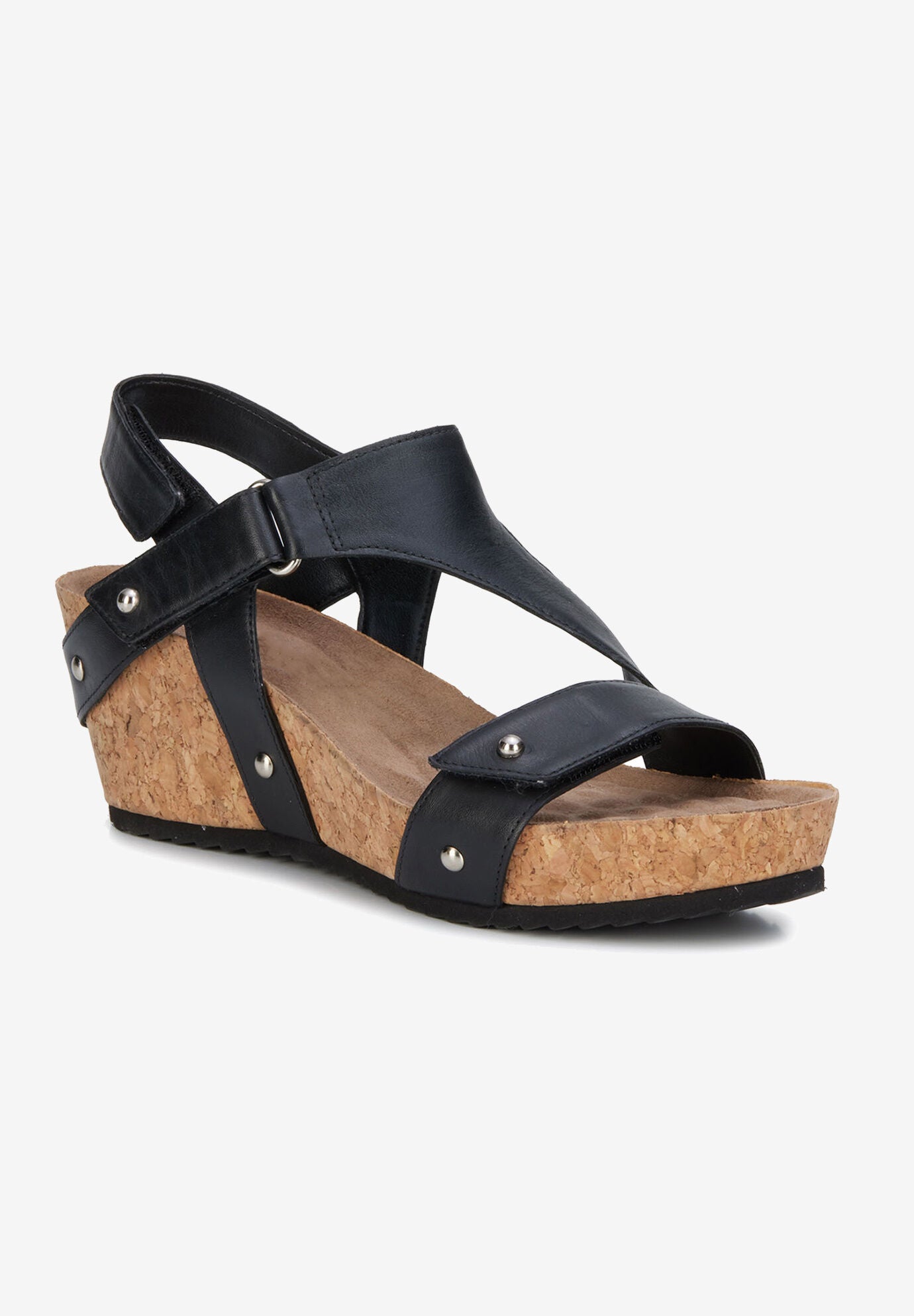 Traci Wedge Sandal, BLACK NAPPA LEATHER, hi-res image number 0