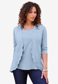 Scalloped Cardigan and Tank Set