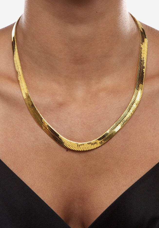 Herringbone Necklace In .925 Sterling Silver With A Golden Finish, , alternate image number null