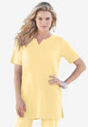 Notch-Neck Soft Knit Tunic, BANANA, hi-res image number null