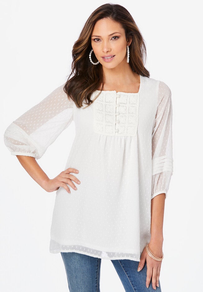 Emma Crochet Tunic, WHITE, hi-res image number null